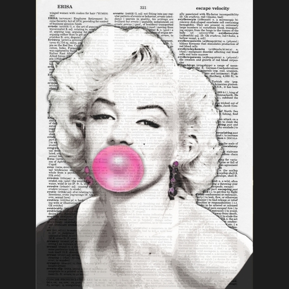 Handmade Other - Marilyn Monroe Bubblegum Dictionary Art Print